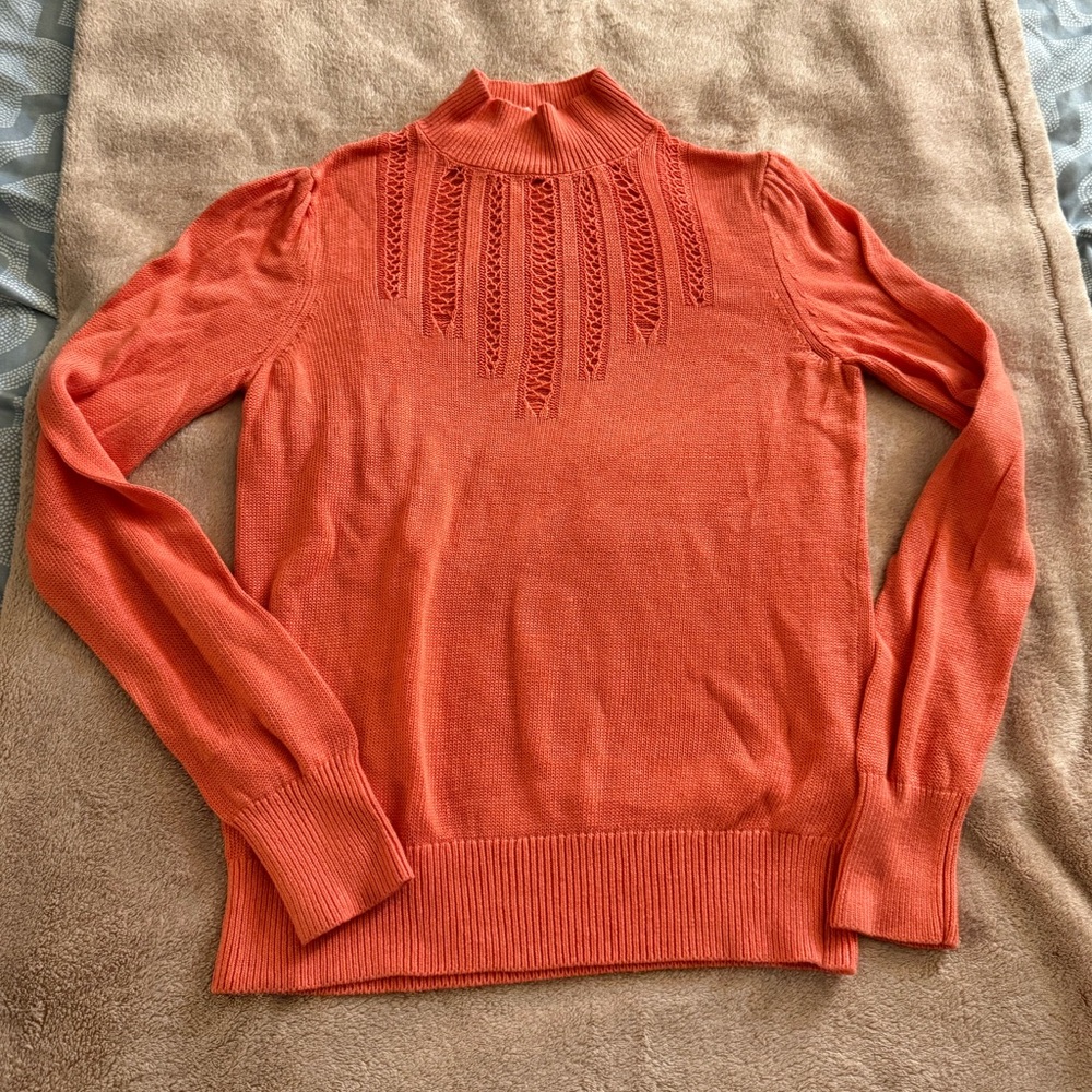 Free People Vibrant Orange Cowl Neck Sweater